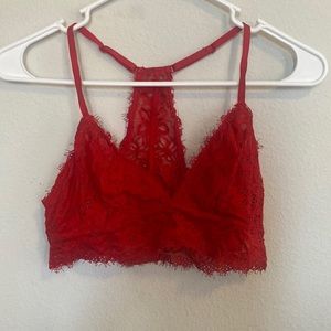Aerie red lace racer back bralette size medium